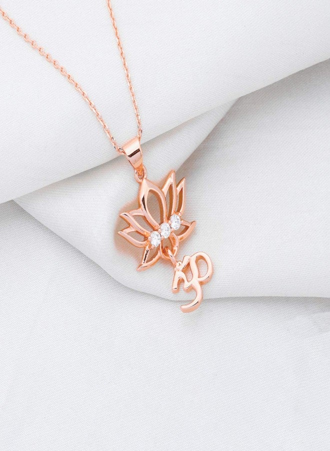 bobauna Yoga Lotus Flower Aum Om Ohm Sanskrit Symbol Pendant Necklace Spiritual Jewelry Gift For Yogi Yoga Lover (Lotus Om necklace RG) - Image 2